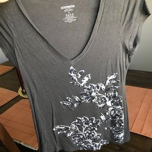 Express floral sequin shirt